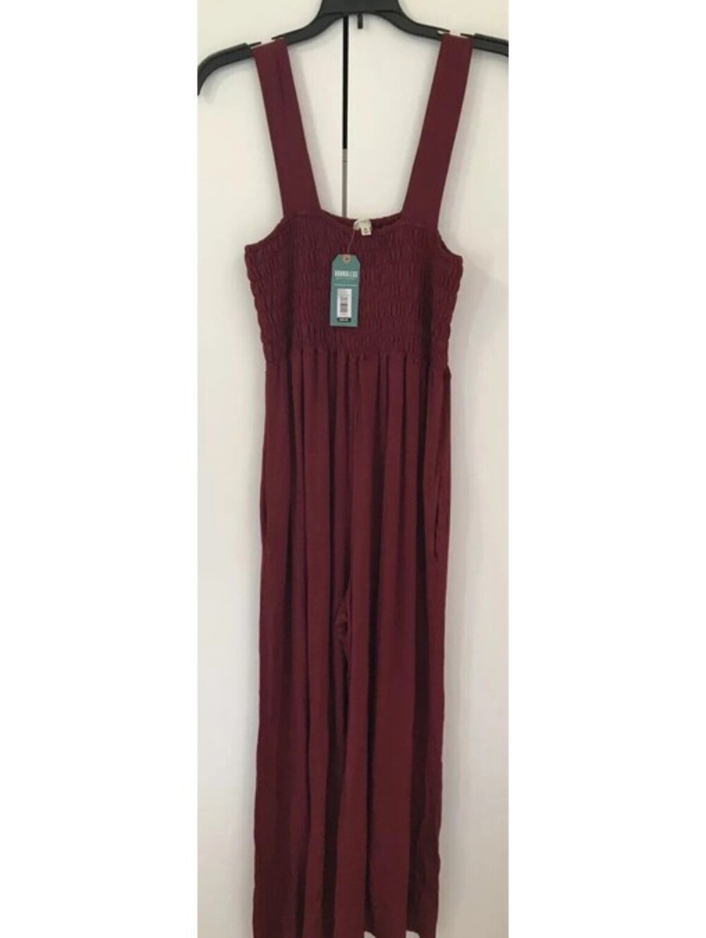 Earthbound Womens Medium Sleeveless Burgundy Elastic-Waist Jumpsuit NWT! M48